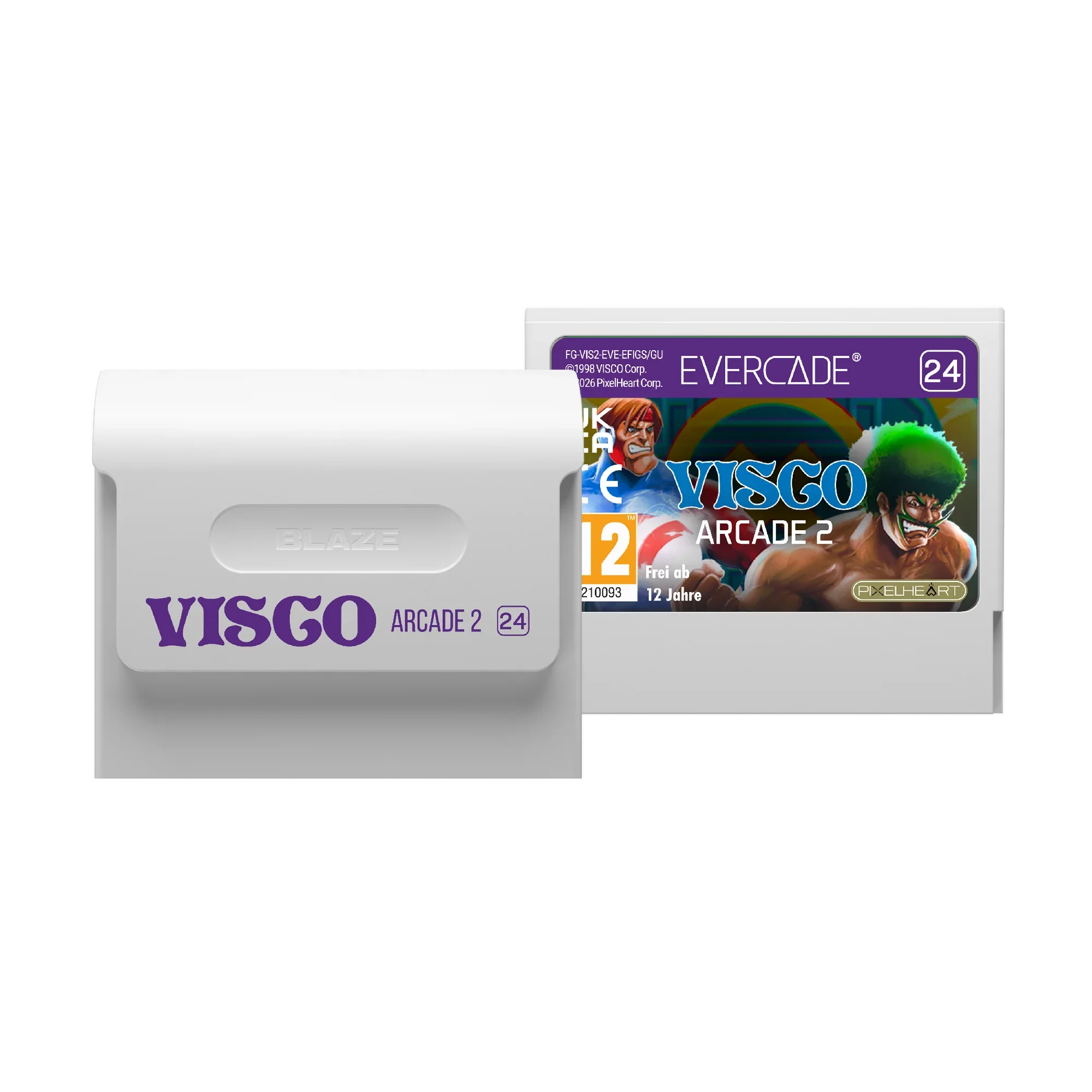 Karta gry Visco Arcade 2 dla Evercade, wersja 24, z postaciami z gier akcji