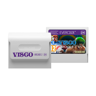 Karta gry Visco Arcade 2 dla Evercade, wersja 24, z postaciami z gier akcji