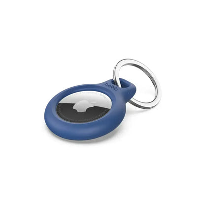 Niebieskie etui na AirTag z metalowym kółkiem do kluczy, akcesorium ochronne