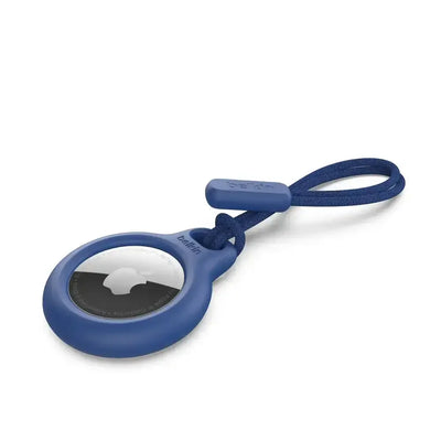 Niebieskie etui do AirTag z nylonowym paskiem, akcesorium biurowe do lokalizatora.