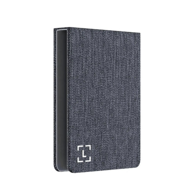 Szare etui na akcesoria biurowe, tekstylny materiał, minimalistyczny design.