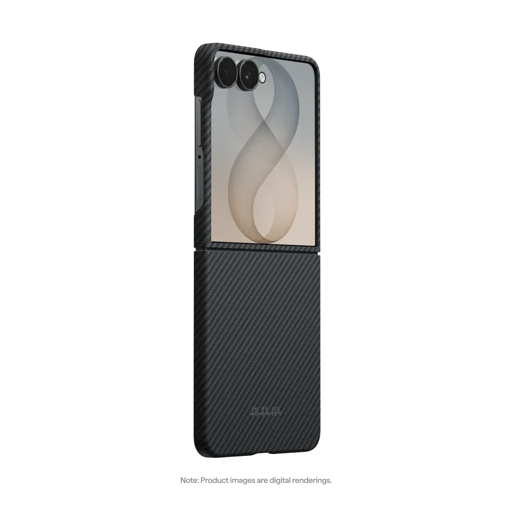 PITAKA - Classic 600D Black/Grey (Twill) Edge Case for Galaxy Z Flip8 - Ultracienkie Etui do Samsunga