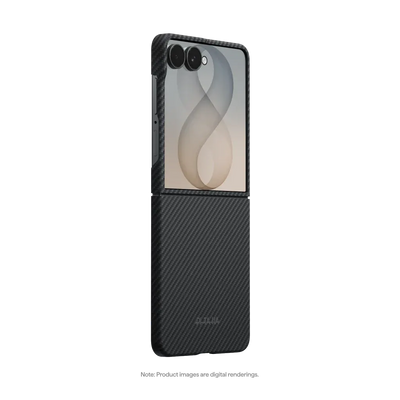 PITAKA - Classic 600D Black/Grey (Twill) Edge Case for Galaxy Z Flip8 - Ultracienkie Etui do Samsunga