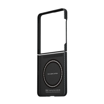 PITAKA - Classic 600D Black/Grey (Twill) Edge Case for Galaxy Z Flip8 - Ultracienkie Etui do Samsunga
