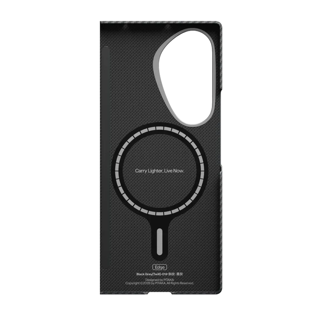 PITAKA - Classic 600D Black/Grey (Twill) Edge Case for Galaxy Z Fold8 Ultra - Ultracienkie Etui do Samsunga