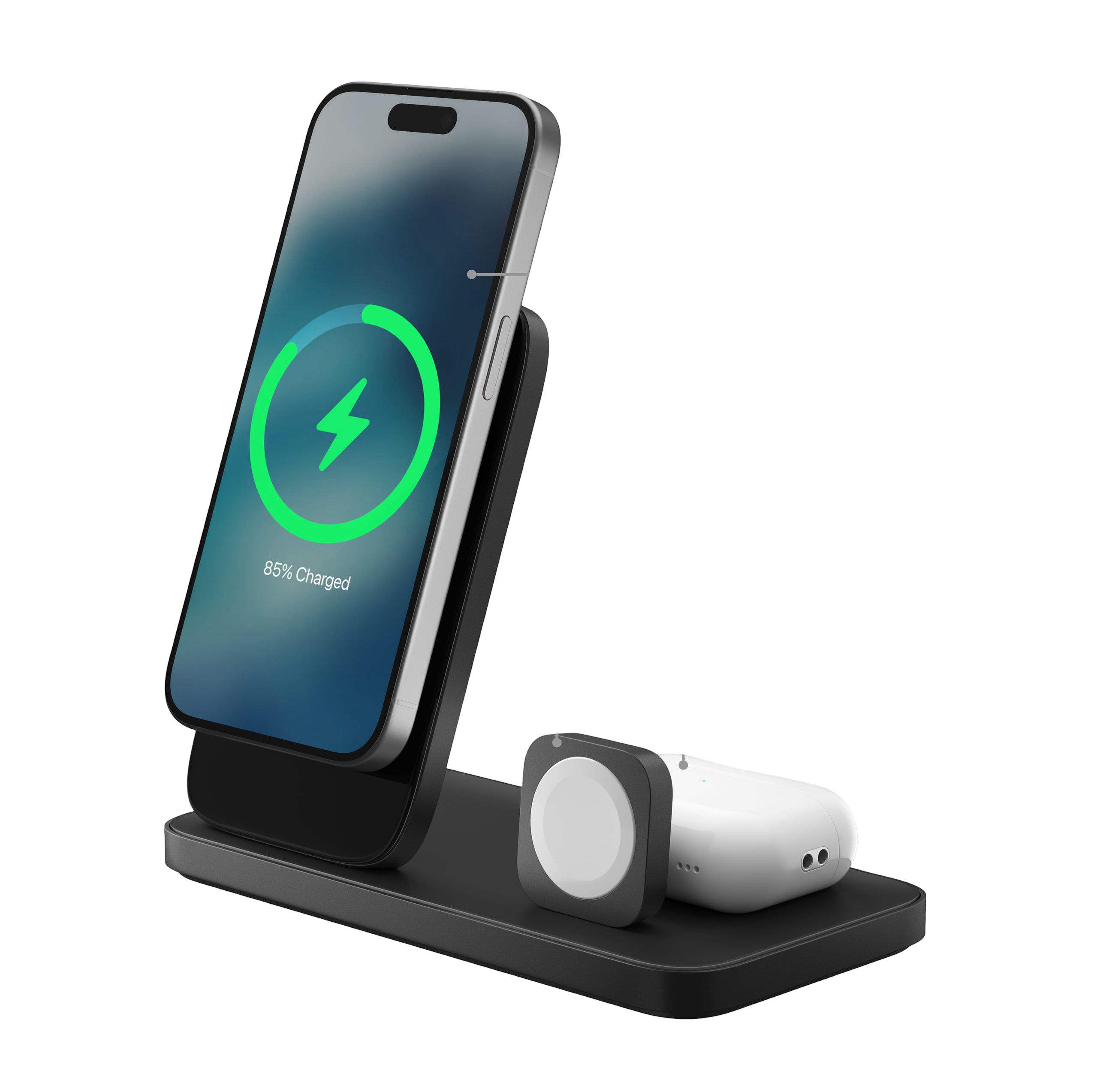 Nomad – Stand One Max 4th Gen 3-in-1 MagSafe Charger - Ładowarka do iPhona, Apple Watch i AirPods