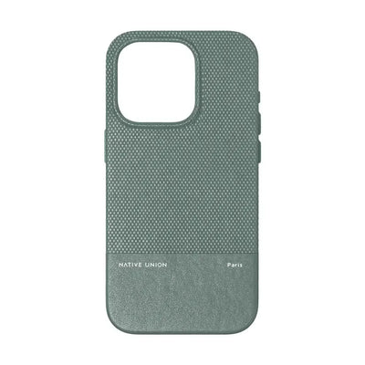 Zielone etui na telefon z teksturowaną powierzchnią, minimalistyczny design.
