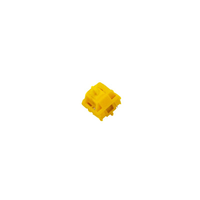 Żółty switch mechaniczny Gateron Cap V2 do klawiatury, widok z góry na białym tle