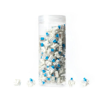 Zestaw niebieskich switchy mechanicznych Gateron G Pro 3.0 w przezroczystym pojemniku