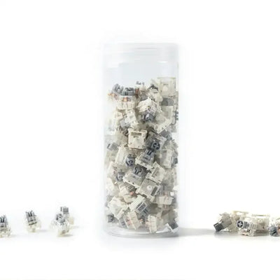 Przełączniki mechaniczne Gateron G Pro 3.0 Silver w przezroczystym pojemniku, akcesoria do klawiatury.