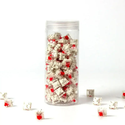 Czerwone switche mechaniczne Gateron G Pro w przezroczystym pojemniku, akcesoria do klawiatury