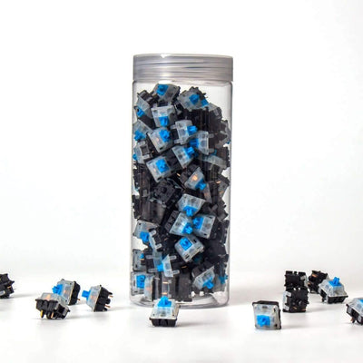 Przełączniki mechaniczne Gateron Milky Blue w przezroczystym pojemniku, akcesoria do klawiatury.