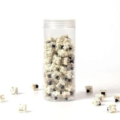 Przełączniki mechaniczne Gateron Silent Black w przezroczystym pojemniku, akcesoria do klawiatury.