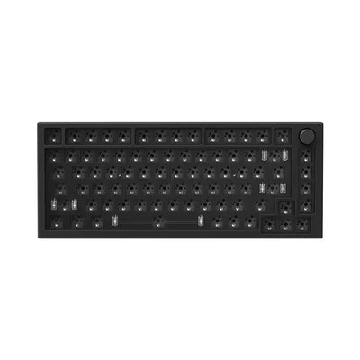 Czarna obudowa klawiatury mechanicznej TKL z pokrętłem, bez switchy i keycapów