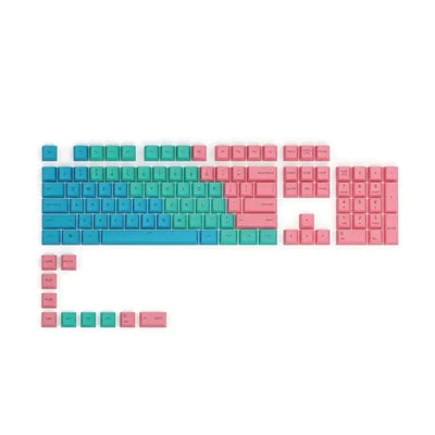 Zestaw kolorowych keycapów PBT do klawiatury mechanicznej, niebiesko–różowe klawisze