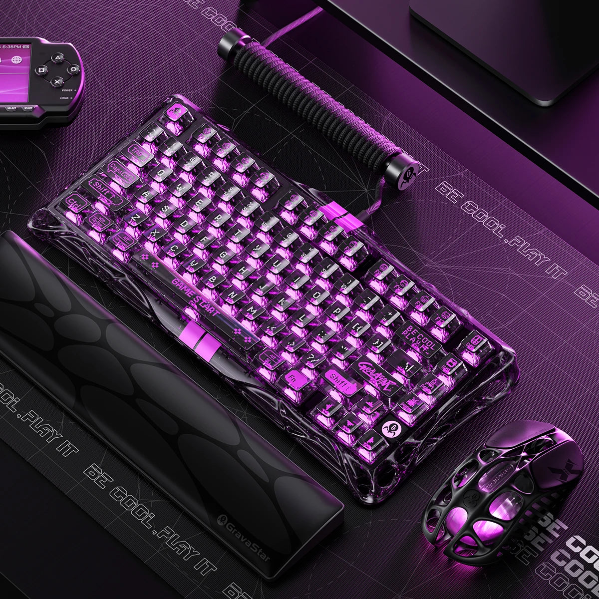 GravaStar - Mercury V75 Lite Transparent Black Wired Magnetic Keyboard - Przewodowa Klawiatura Magnetyczna