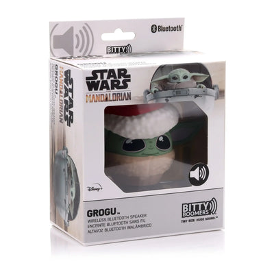 Głośnik Bluetooth Grogu Bitty Boomers w świątecznym opakowaniu Star Wars Mandalorian.