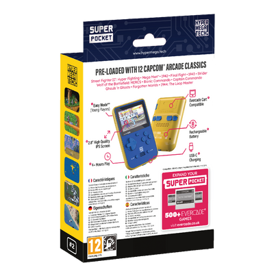 Evercade - Hyper Mega Tech Super Pocket Capcom Edition - Konsola Retro z Zestawem Gier