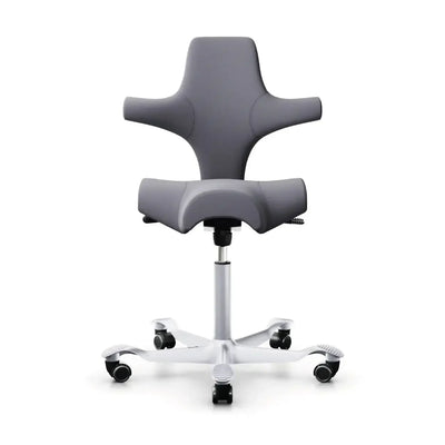 Ergonomiczne krzesło biurowe na kółkach, nowoczesny design, szare siedzisko do home office