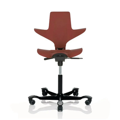 Ergonomiczne krzesło biurowe czerwone na kółkach, nowoczesny design do home office