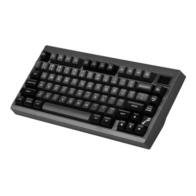 Czarna klawiatura mechaniczna TKL na biurko, minimalistyczny design, keycapy do home office