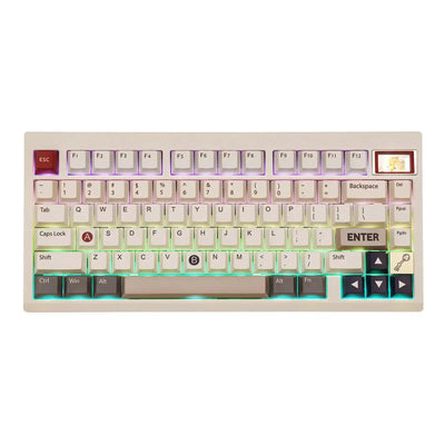 Mechaniczna klawiatura RGB z personalizowanymi keycapami, idealna do biura i desk setupu