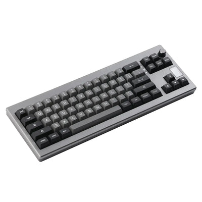 Klawiatura mechaniczna TKL w kolorze szarym, keycapy i pokrętło, akcesorium biurowe