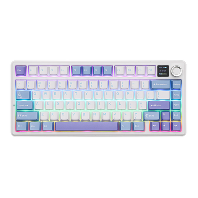 AULA - F75 MAX Mechanical Keyboard with TFT Screen - Klawiatura Mechaniczna - White + Blue
