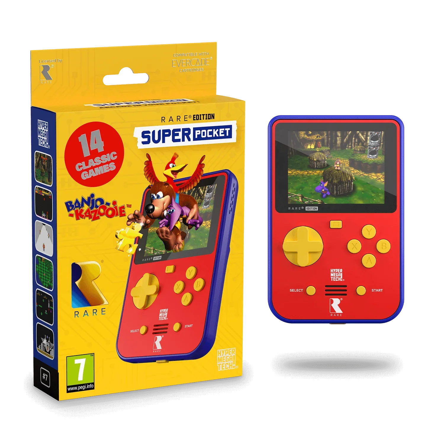 Evercade - Hyper Mega Tech Super Pocket Rare Edition - Konsola Retro z Zestawem Gier