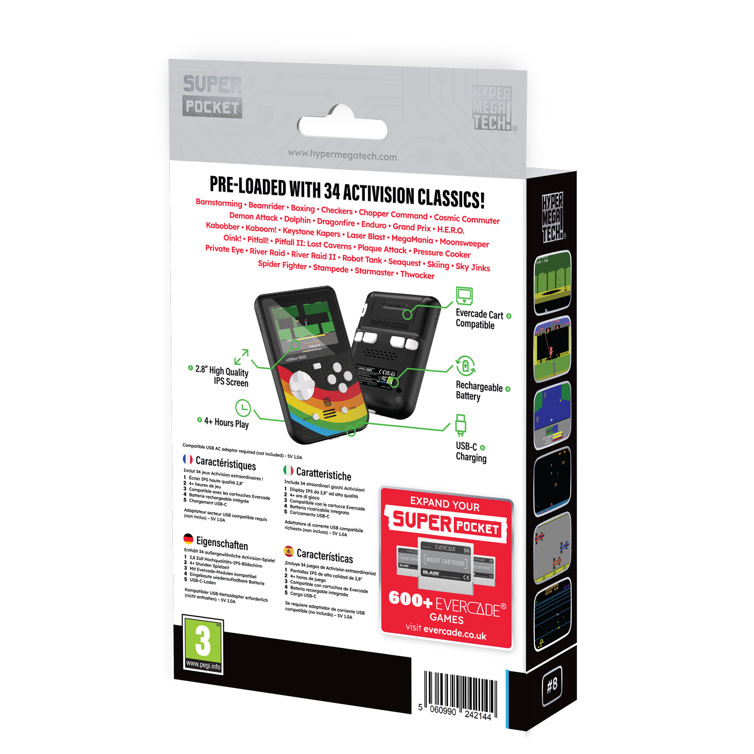 Evercade - Hyper Mega Tech Super Pocket Activision Edition - Konsola Retro z Zestawem Gier