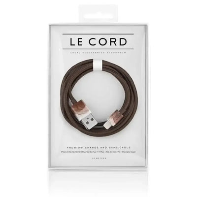 Brązowy kabel Lightning USB w oplocie, w opakowaniu, akcesorium do iPhone i iPad