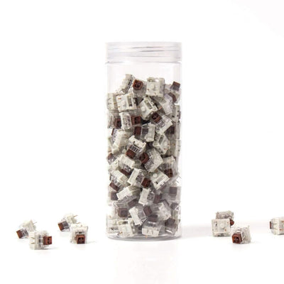 Przełączniki Kailh Box Brown do klawiatur mechanicznych w przezroczystym pojemniku