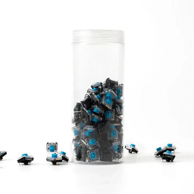 Przełączniki Kailh Choc V2 Low Profile Blue do klawiatur mechanicznych w przezroczystym pojemniku