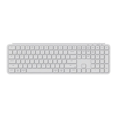 biała klawiatura bezprzewodowa full-size, niskoprofilowa do Mac, Windows i Linux