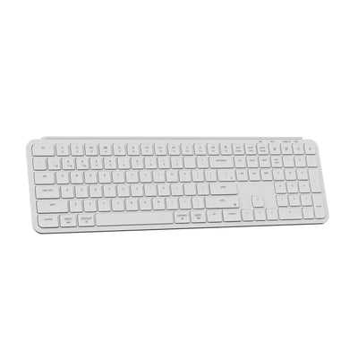 Biała, pełnowymiarowa klawiatura bezprzewodowa ultra slim do biura, Mac i Windows