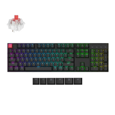Klawiatura mechaniczna bezprzewodowa z podświetleniem RGB i czerwonymi switchami, dodatkowe keycapy
