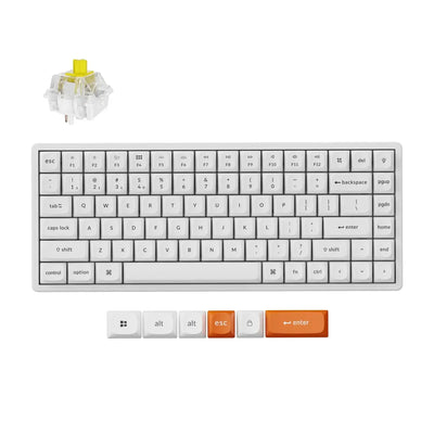 Bezprzewodowa klawiatura mechaniczna aluminiowa z yellow banana switchem i wymiennymi keycapami.