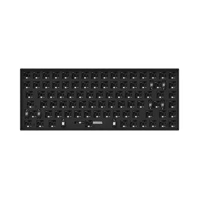 Czarna klawiatura mechaniczna barebone RGB hot-swappable bez klawiszy, widoczne mocowania switchy