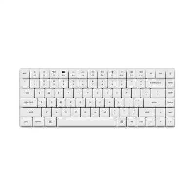 Biała klawiatura mechaniczna niskoprofilowa QMK VIA, układ ANSI, minimalistyczny design.