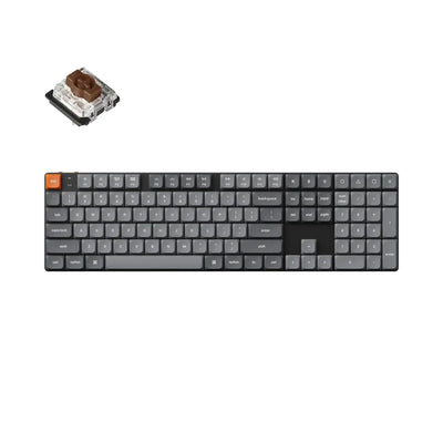Klawiatura mechaniczna full size z niskim profilem, brązowy switch, układ QMK VIA