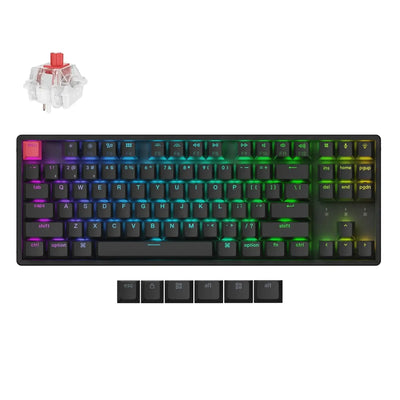 Klawiatura mechaniczna TKL RGB z aluminiową ramą, czerwonym switchem i wymiennymi keycapami