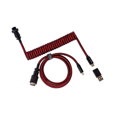 Czerwony spiralny kabel Type-C do klawiatury mechanicznej z adapterem USB, przewód do biura