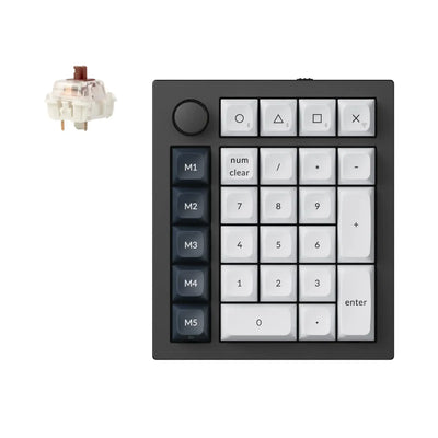 Czarna mechaniczna klawiatura numeryczna z pokrętłem, podświetleniem RGB i brązowym switchem Gateron