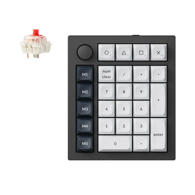 Czarny aluminiowy numpad mechaniczny z pokrętłem, podświetleniem RGB i czerwonym switchem Gateron.