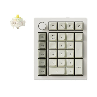 Biała klawiatura numeryczna mechaniczna z pokrętłem, RGB i wymiennym switchem Gateron.