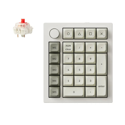 Biały numpad mechaniczny aluminiowy z pokrętłem, podświetleniem RGB i czerwonym switchem Gateron