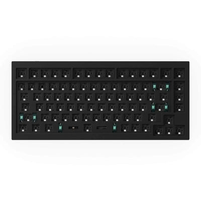 Czarna klawiatura mechaniczna barebone 75%, bez keycapów i switchy, widok z góry