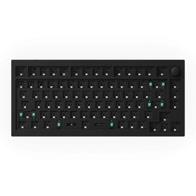 Czarna, mechaniczna klawiatura barebone 75% z pokrętłem, bez keycapów i switchy