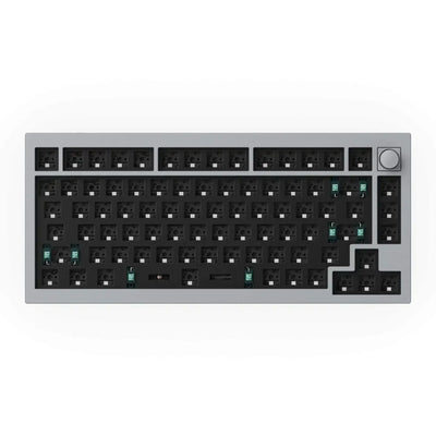 Szara klawiatura mechaniczna barebone 75% z pokrętłem, bez keycapów i switchy