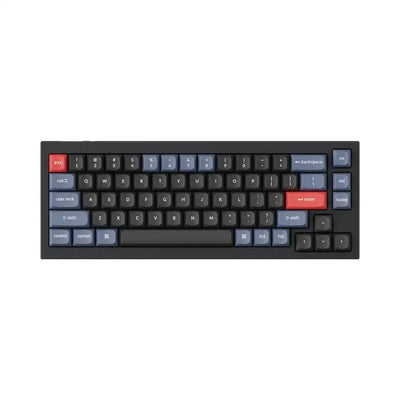 Klawiatura mechaniczna Q2 w kolorze czarno-grafitowym z niebieskimi i czerwonymi keycapami